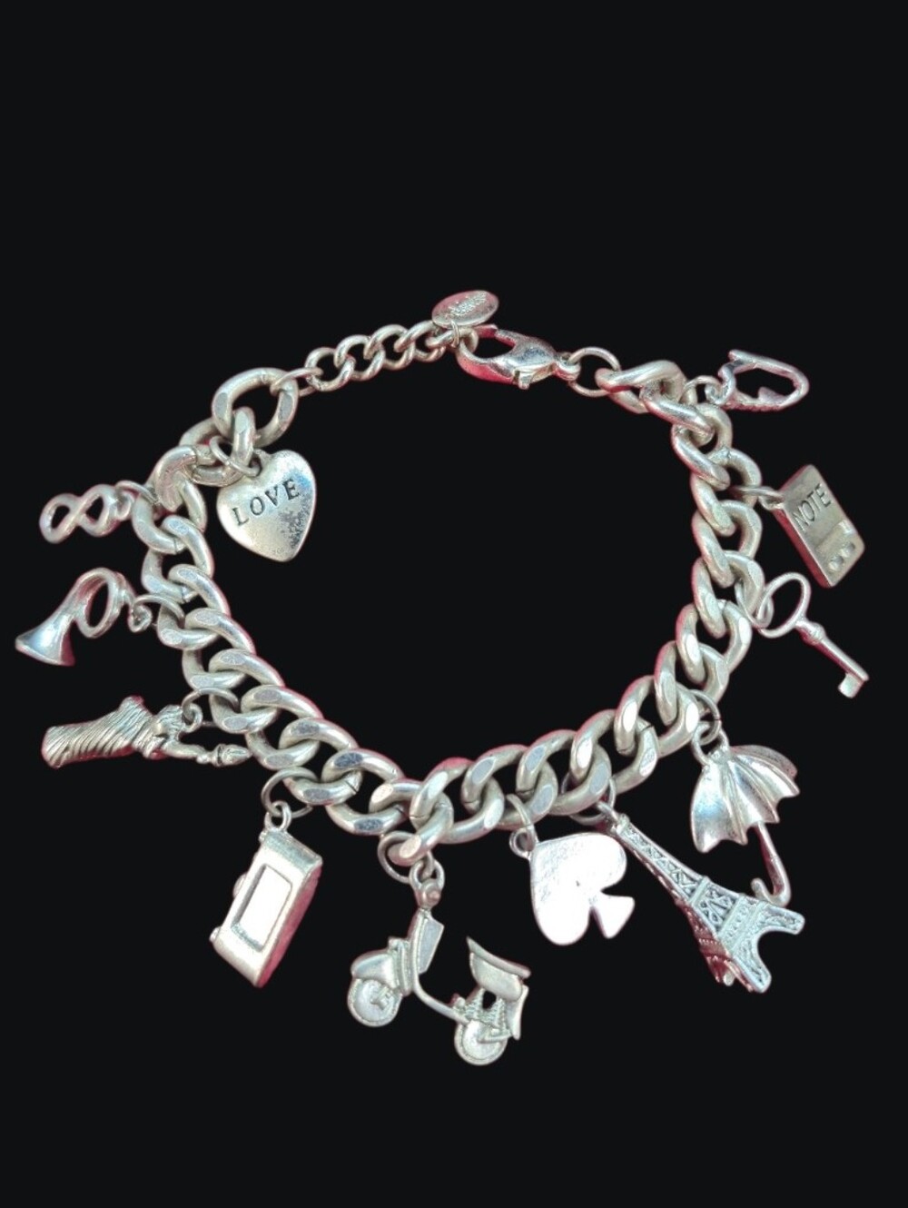 Claires Silver Charm Bracelet with Travel and Novelty Charms - Women's Jewelry